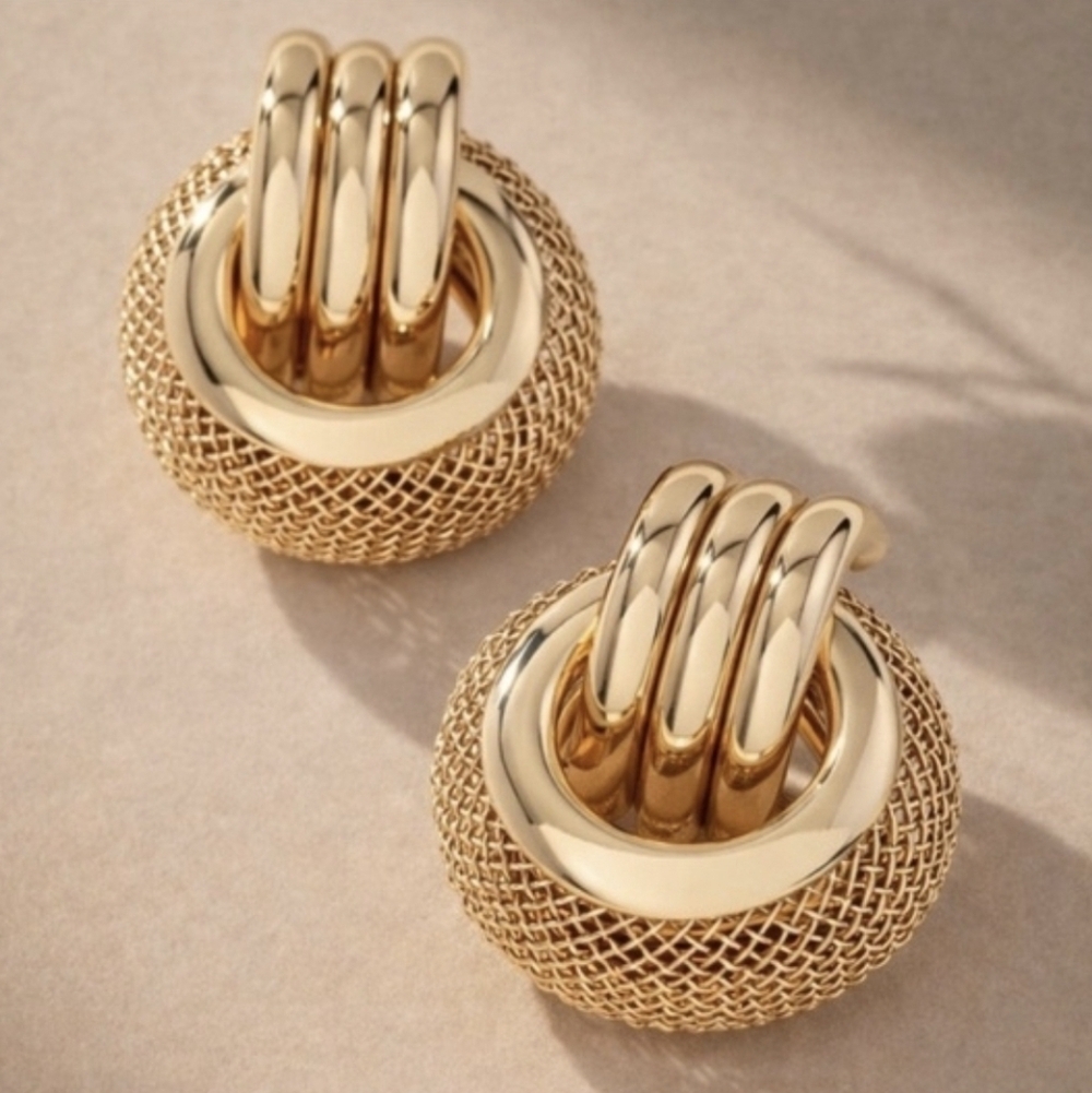 New! Mesh Door Knocker "1989" Earrings Statement • A2 NWOT